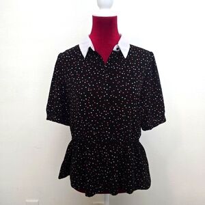 CeCe Polka Dot Blouse Size Medium Petite
